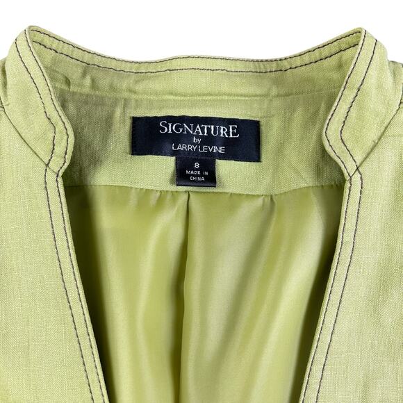 Signature by Larry Levine Jacket Women Size 8 Key Lime Green Pockets Office-wear - Picture 7 of 10